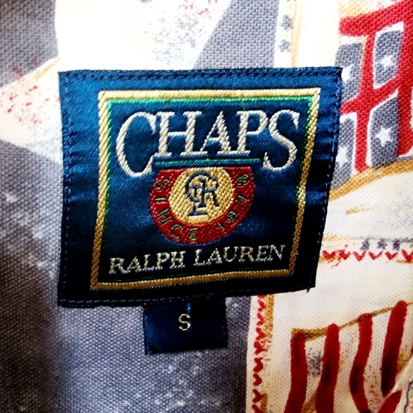 SMALL men Chaps RALPH LAUREN American Flag patriotic button short sleeve shirt - Picture 8 of 15